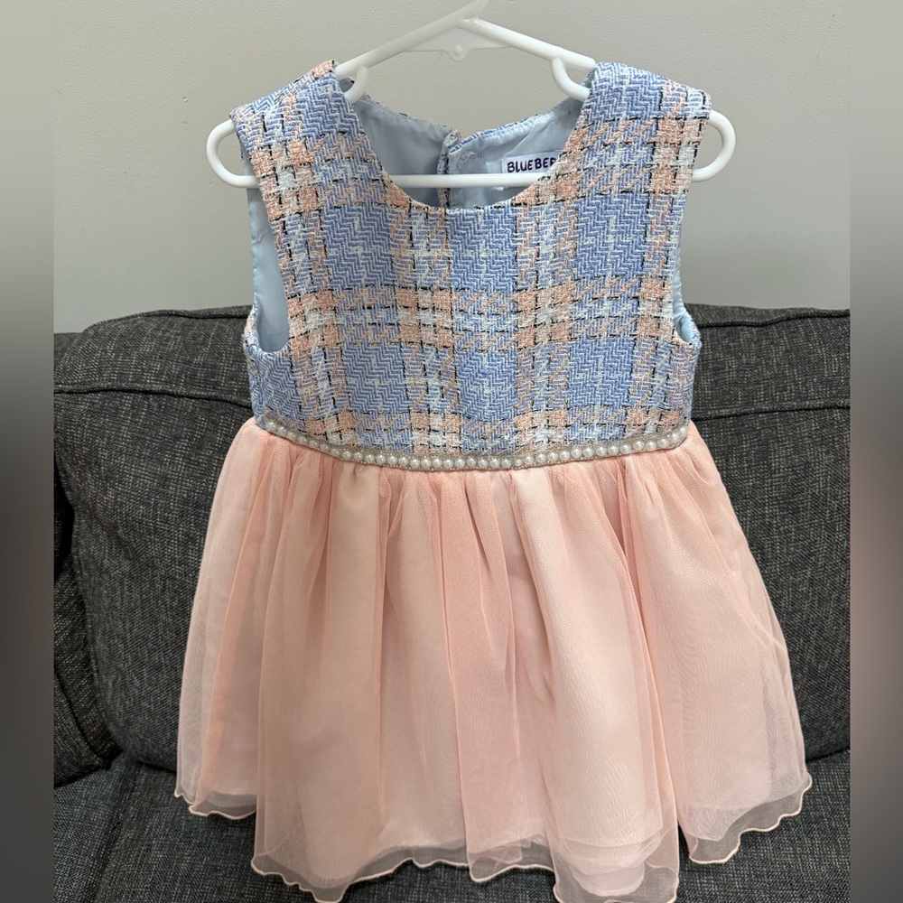 Blueberi Boulevard Pastel Plaid and Tulle Dress